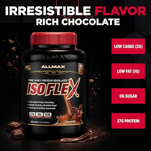 ALLMAX Nutrition Isoflex 100% Ultra-Pure Whey Protein Isolate, Chocolate, 5 lbs
