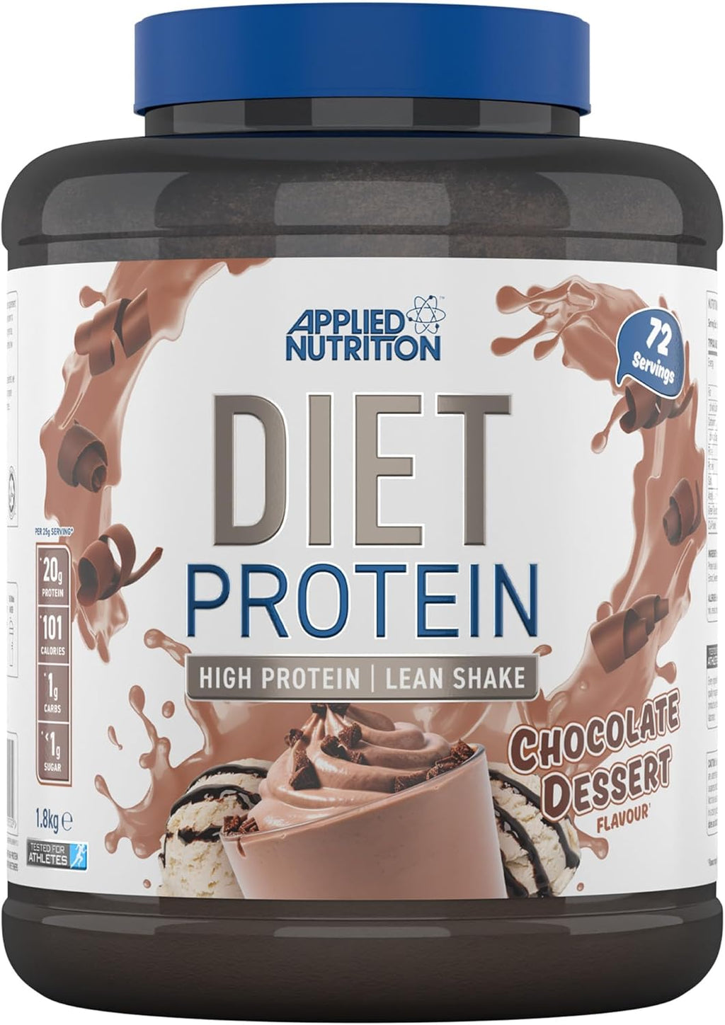 Applied Nutrition Diet Whey, Whey Protein, Low Carb and Sugar Protein Powder Supplement, with CLA, L-Carnitine, Green Tea (1.8 kg, Vanilla)