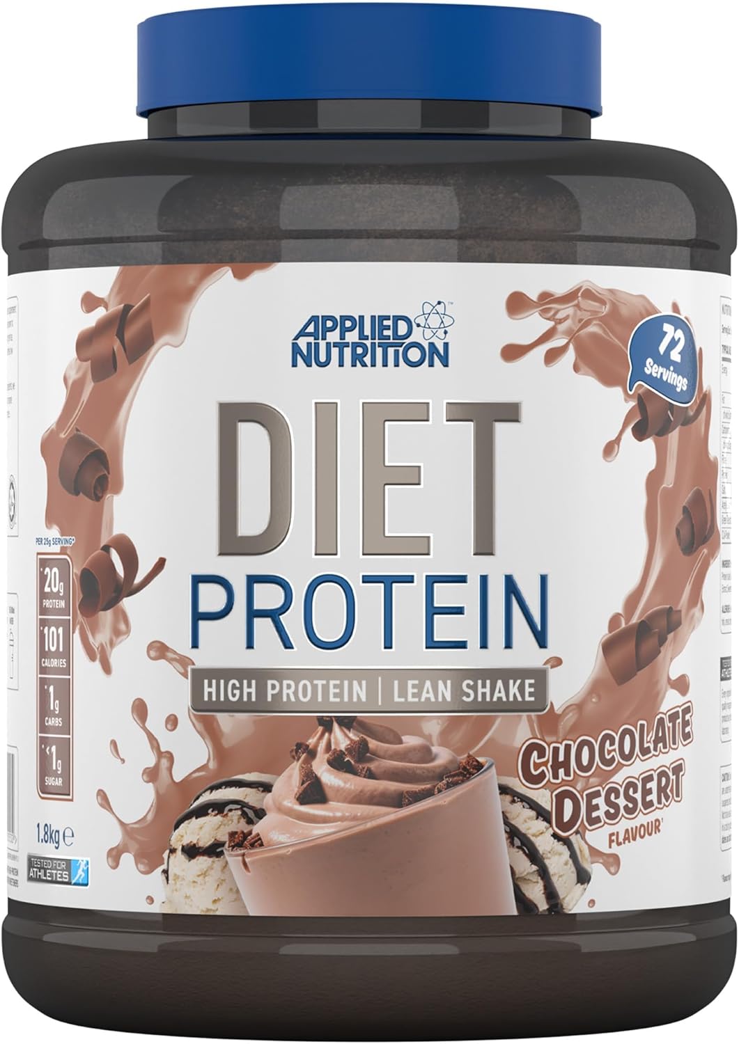 Applied Nutrition Diet Whey, Whey Protein, Low Carb and Sugar Protein Powder Supplement, with CLA, L-Carnitine, Green Tea (1.8 kg, Vanilla)