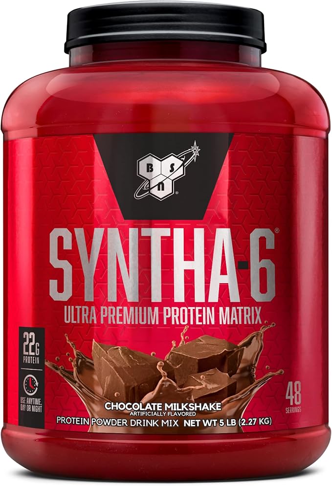 BSN Syntha-6 Ultra Premium Protein Matrix, Whey Protein Powder, Micellar Casein, Milk Protein Isolate Powder - Chocolate Milkshake, 5 lbs, 48 Servings (2.27 KG)