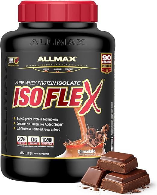 ALLMAX Nutrition Isoflex 100% Ultra-Pure Whey Protein Isolate, Chocolate, 5 lbs