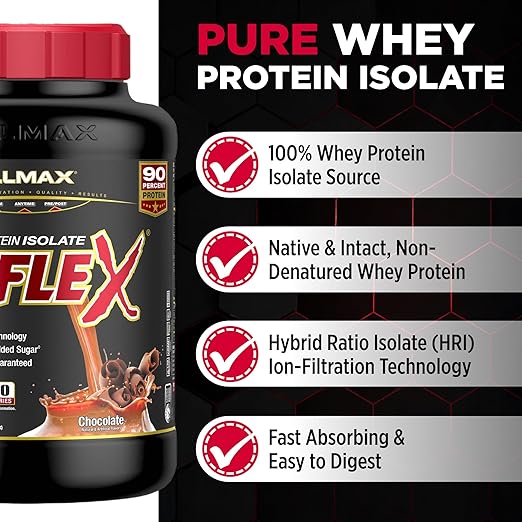 ALLMAX Nutrition Isoflex 100% Ultra-Pure Whey Protein Isolate, Chocolate, 5 lbs