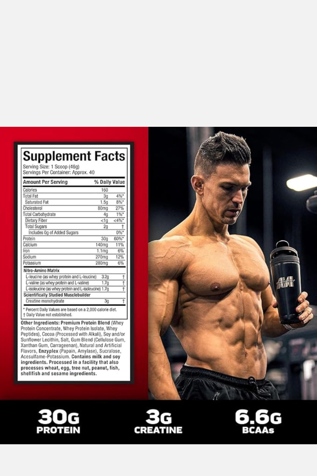 بروتين مصل اللبن نيتروتك من ماسلتك - 30 غرام بروتين، 3 غرام كرياتين، و6.6 غرام أحماض أمينية متفرعة السلسلة، بنكهة الشوكولاتة بالحليب، 4.00 رطل 