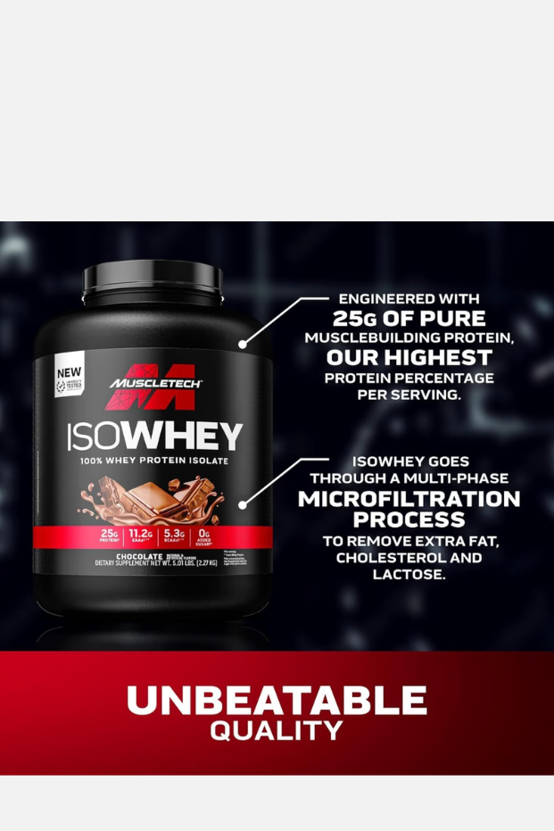 بروتين مصل اللبن المعزول 100% من MuscleTech IsoWhey بنكهة الشوكولاتة 5 أرطال
