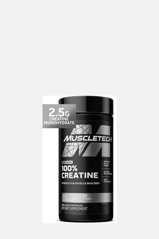 حبوب كرياتين مونوهيدرات من ماسل تك، تركيبة بلاتينيوم نقية 100%، لبناء العضلات ودعم الاستشفاء للرجال والنساء، 100 حبة 