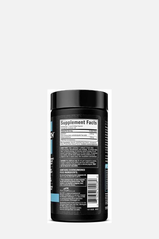 مكمل ماسل تك كلير ماسل إتش إم بي الخالي من حمض إتش إم بي، أعلى درجة من إتش إم بي، يدعم قوة العضلات وتعافيها مع 1000 ملغ بيتاتور، كبسولات هلامية سائلة، 84 كبسولة 