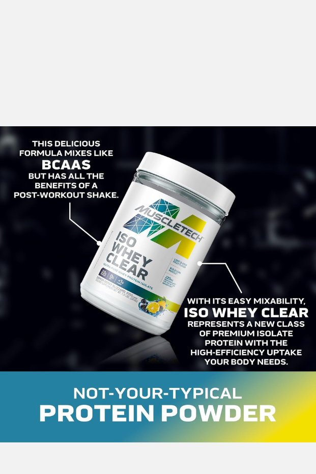 مسحوق بروتين مصل اللبن المعزول فائق النقاء من ماسلتك آيزو واي كلير - 22 غرام بروتين، 1.10 رطل