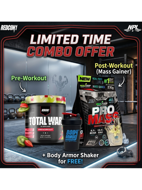 Body Armor Nutrition All-In-One Fitness Stack: REDCON1 Total War + NPL Pro Mass Gainer + Free Shaker