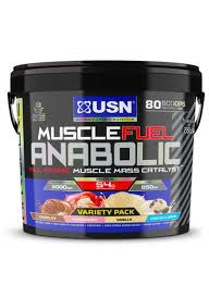 USN Muscle Fuel Anabolic Variety Pack All-In-One Protein Powder Shake (4kg) – High Protein & Creatine Formula for Muscle Gain, Recovery & Performance | Multiple Flavours