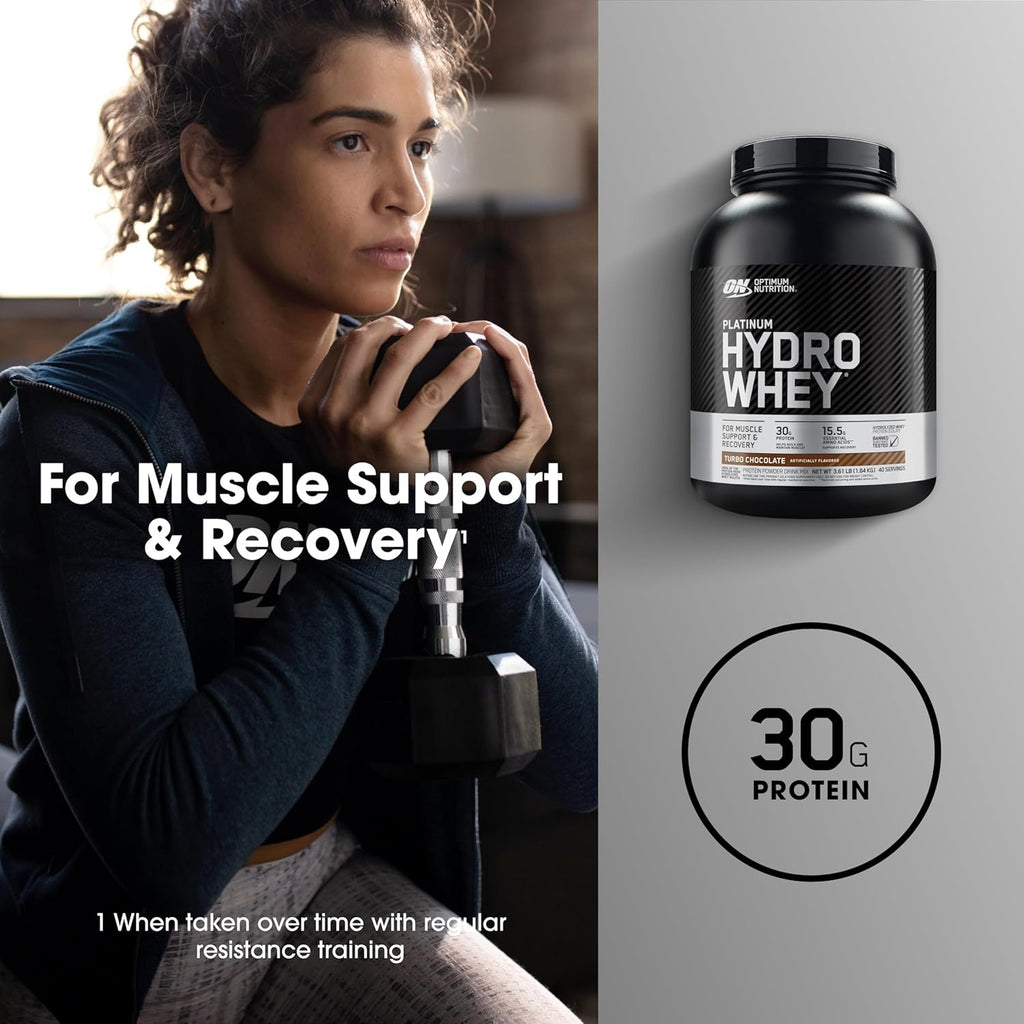 مسحوق بروتين مصل اللبن البلاتيني من أوبتيموم نيوتريشن (ON)، 30 غرامًا من البروتين لدعم العضلات، مسحوق بروتين مصل اللبن المعزول المتحلل بنسبة 100% - شوكولاتة توربو، 3.61 رطل، 40 حصة (1.64 كجم)