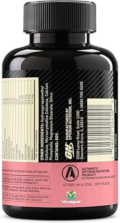 Optimum Nutrition (ON) Opti-Women, Vitamin C, Zinc and D for Immune Support Women's Daily Multivitamin Supplement Capsules with 23 Vitamins & Minerals/ 600 Mcgs Folic Acid/ 18 Mgs Iron - 120 Capsules